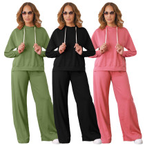 EVE Solid Color Loose Hooded Two Piece Pants Set BLX-93004