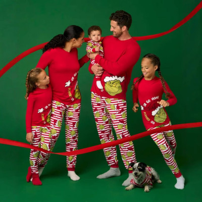 EVE Christmas Stripe Print Parent-Child Loungewear Set GSGS-0699