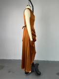 EVE Sleeveless Ruffles Irregular Maxi Dress GCNE-7281