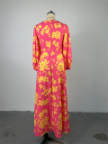 EVE Long Sleeve Print Long Sleeve Maxi Dress GCNE-7258