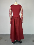 EVE Square Neck Lace Long Sleeve Maxi Dress GCNE-7447