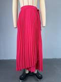 EVE Tie Up Irregular Pleated Long Skirt GCNE-7517