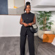 EVE Sleeveless Lace-Up Top Wide Leg Pants Set GCNE-7418
