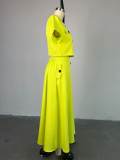 EVE Short Sleeve Tops And Long Skirts Two Piece Set GCNE-7536
