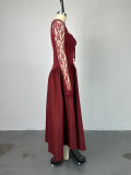 EVE Square Neck Lace Long Sleeve Maxi Dress GCNE-7447