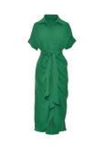EVE Solid Color Single-breasted Shirt Dress GCNE-8619