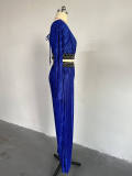 EVE Press Pleat V-neck Flare Sleeve Shirt Wide Leg Pants Suit GCNE-6780