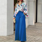 EVE Print Long Sleeve Shirt Loose Two Piece Pants Set GCNE-8608