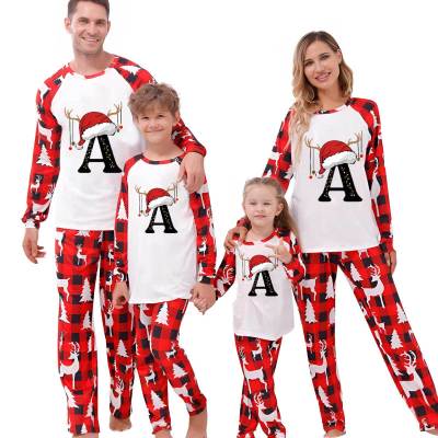EVE Christmas Letter Print Long Sleeve Parent-Child Pajama Set GFTM-JJF32