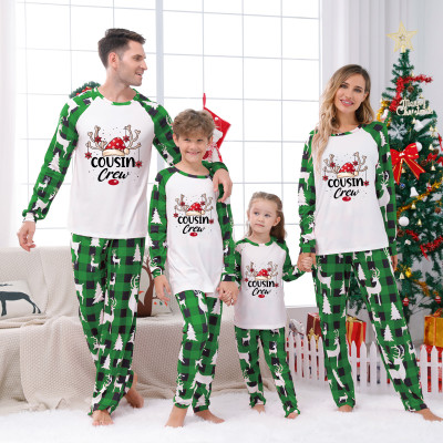 EVE Christmas Printed Color Block Long Sleeve Parent-Child Set GFTM-JJF32-2221