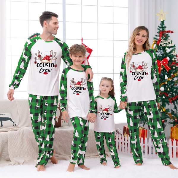 EVE Christmas Printed Color Block Long Sleeve Parent-Child Set GFTM-JJF32-2221