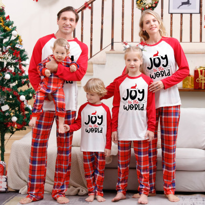 Christmas Printed Colorblocked Parent-Child Pajama Set GFTM-JJF103-3