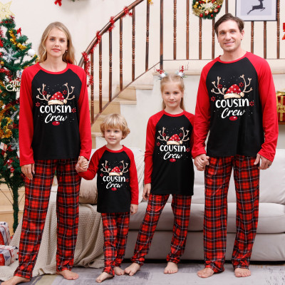 EVE Christmas Letter Print Long Sleeve Parent-Child Set GFTM-JJF109-2221