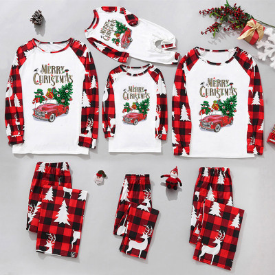 EVE Christmas Plaid Patchwork Printed Loungewear Parent-child Set GFTM-JJF32-842
