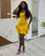 EVE Plus Size Ruffled Lace Backless Mini Dress NY-10926