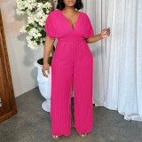 EVE Sexy V Neck Solid Color Loose Jumpsuit GMLF-3302