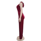 EVE Solid Color Deep V Neck Backless Jumpsuit BY-7101