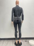 EVE Fashion Long Sleeve Zipper Slim Two Piece Pants Set NYF-8185