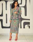 EVE Long Sleeve Print Blazer Two Piece Skirt Set NY-10907