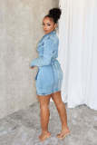 EVE Fashion Long Sleeve Denim Two Piece Skirt Set LX-6032