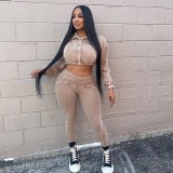 EVE Fashion Long Sleeve Zipper Slim Two Piece Pants Set NYF-8185