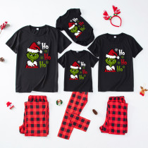 EVE Christmas Printed BlackTops Plaid Print Loungewear Parent-Child Set GFTM-JJF53