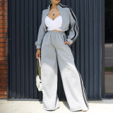 EVE Sport Sweatshirt Stripe Patchwork Two Piece Pants Set AIL-292