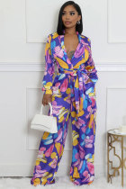 EVE Fashion Print Long Sleeve Tie Up Loose Jumpsuit XHXF-8709