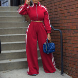 EVE Sport Sweatshirt Stripe Patchwork Two Piece Pants Set AIL-292