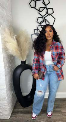 EVE Colorful Plaid Long Sleeve Shirt OLYF-6161