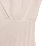 EVE Plus Size Blazer Collar Press Pleated Midi Dress GATE-538