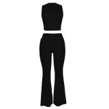 EVE Solid Color Sleeveless Two Piece Pants Set LM-8383