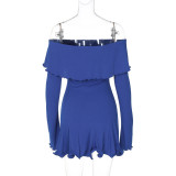 EVE Ruffles Off Shoulder Long Sleeve Mini Dress BLG-D4917477K