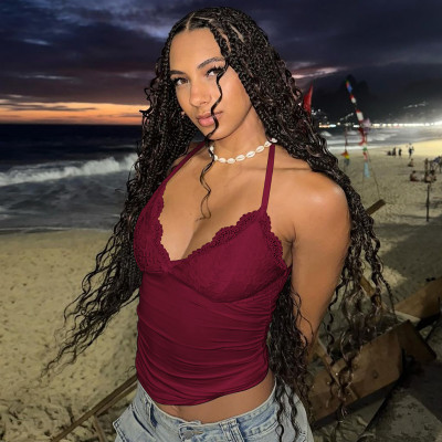 EVE Sexy Lace Backless Tie Up Vest BLG-T4A17588K