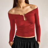 EVE One Shoulder Long Sleeve T Shirt BLG-T4917486K
