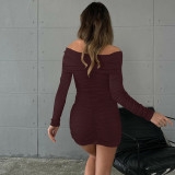 EVE One Shoulder Pleated Mini Dress BLG-D4917529A