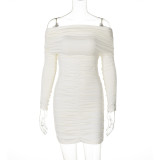 EVE One Shoulder Pleated Mini Dress BLG-D4917529A