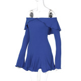 EVE Ruffles Off Shoulder Long Sleeve Mini Dress BLG-D4917477K
