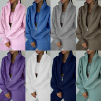 EVE Zipper Sweater Fleece Sweatshirt Pants 2 Piece Set GRST-8786