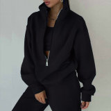EVE Zipper Sweater Fleece Sweatshirt Pants 2 Piece Set GRST-8786