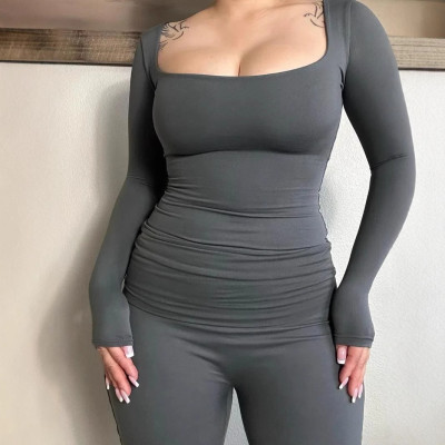 EVE U Neck Long Sleeve Sport Two Piece Pants Set LSD-2293