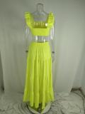 EVE Plus Size Solid Color Tops Big Swing Skirt Two Piece Set GRST-8114