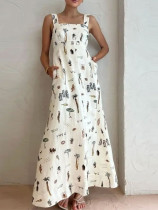 EVE Plus Size Sleeveless Print Tie Up Maxi Dress GRST-25105