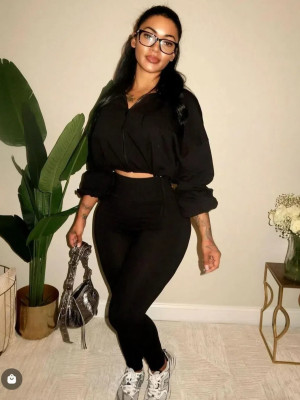 EVE Fashion Sport Solid Color Two Piece Pants Set LSD-2301