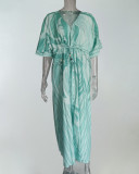 EVE Plus Size Fashion Print Loose Tie Up Maxi Dress GRST-21383