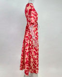 EVE Plus Size Fashion Print Loose Tie Up Maxi Dress GRST-21383