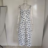 EVE Plus Size Print Sling Split Maxi Dress GRST-1312