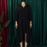 EVE Plus Size Long Sleeve Irregular Shirt Dress GCZF-8581