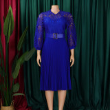 EVE Plus Size Lace Crochet Hollowed Out Midi Dress GCZF-8595