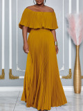 EVE Plus Size Solid Color Off Shoulder Long Dress GCZF-8594